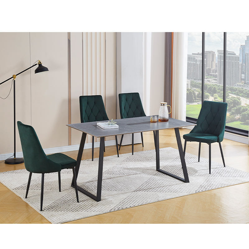 Modern Square Tempered Glass Dining Table and Chair Set for Guest Room Furniture