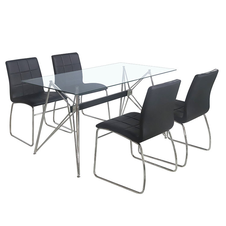 Dining Room Glass Table and Chair Set Modern Home Furniture