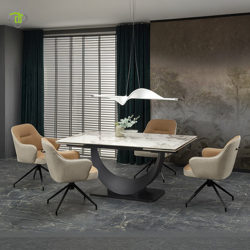 Nordic Moon Base Marble Top Dining Table Set For Home