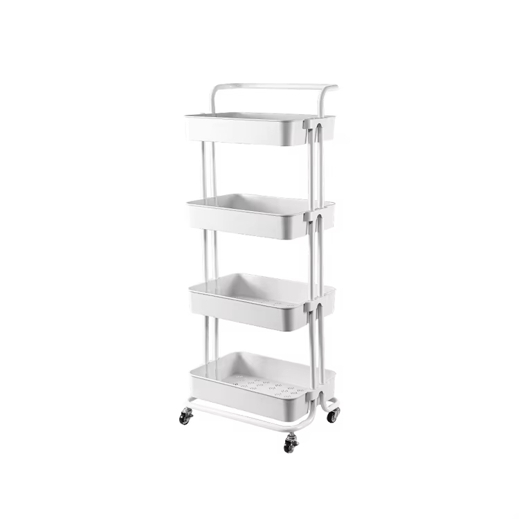 3&4-Tier Manicure Storage Cart Metal Rolling Trolley With Locking Wheels For Salon