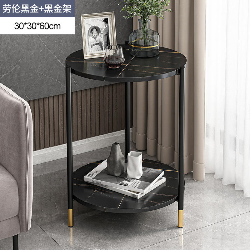 Italian Slate Side Table Minimalist Luxury Round Sofa Side Table for Living Room