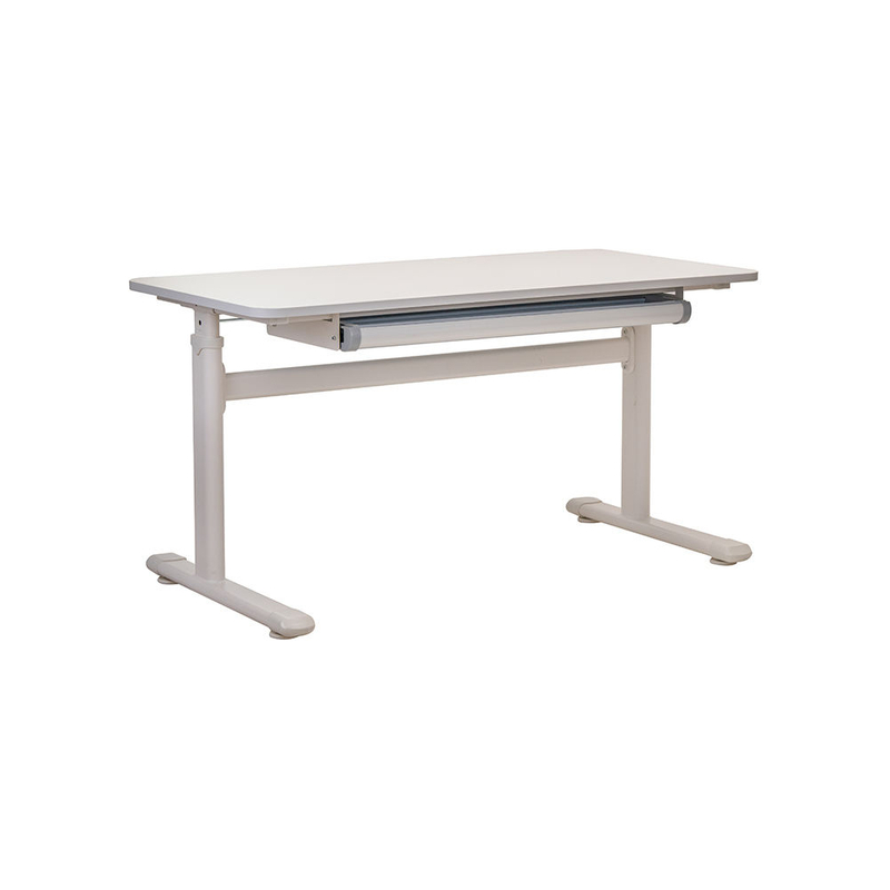 Popular White Minimalist Height Adjustable Electric Computer Desk with Drawer Iron Home School Study