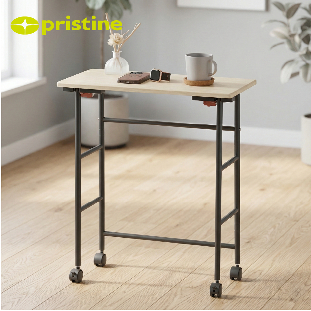 Sturdy Modern Iron Folding Storage Coffee Table with 4 Wheels Mobile Design Easy to Clean Living Room Furniture