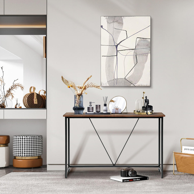 Rural Style Metal Slim Console Table Sofa Table Living Room Side Table Wooden Small Office Desk