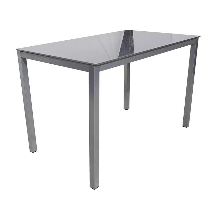 Modern Glass Dining Table with Chrome Legs for Kitchen