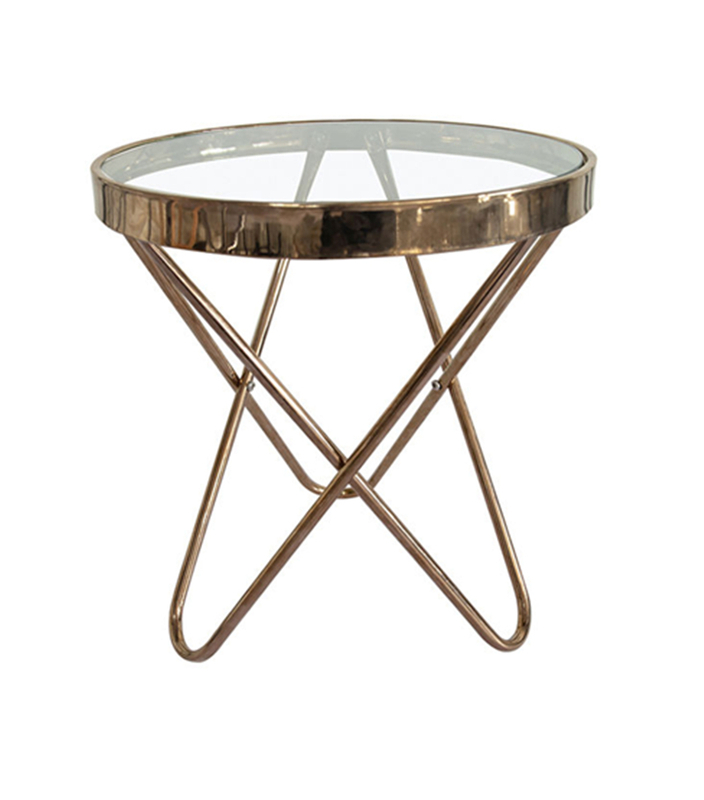 Modern Durable Metal Coffee Table with Glass Top for Living Room Furniture