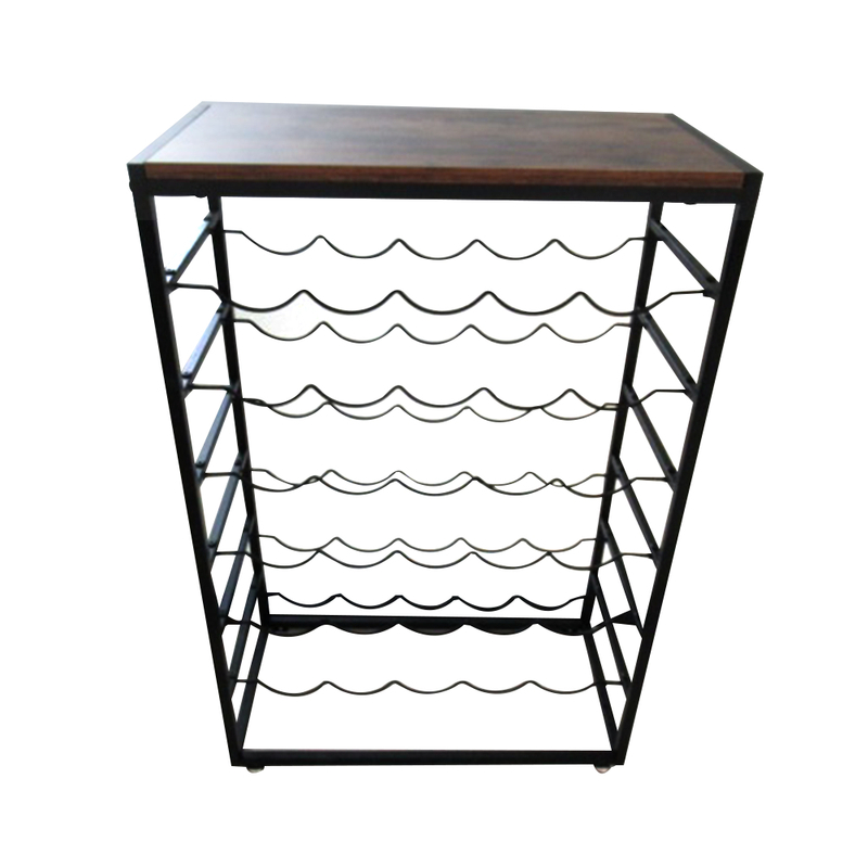 Wholesale Metal Wood Wine Rack Free Standing Floor Black For Home Kitchen Cellar