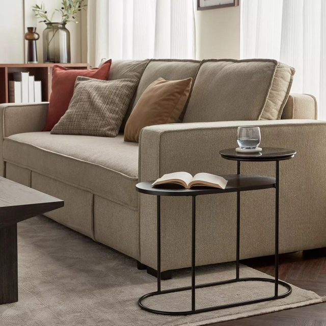 Hot Selling Modern Black Metal Frame Side Table with Luxury Black Marble Top 分享