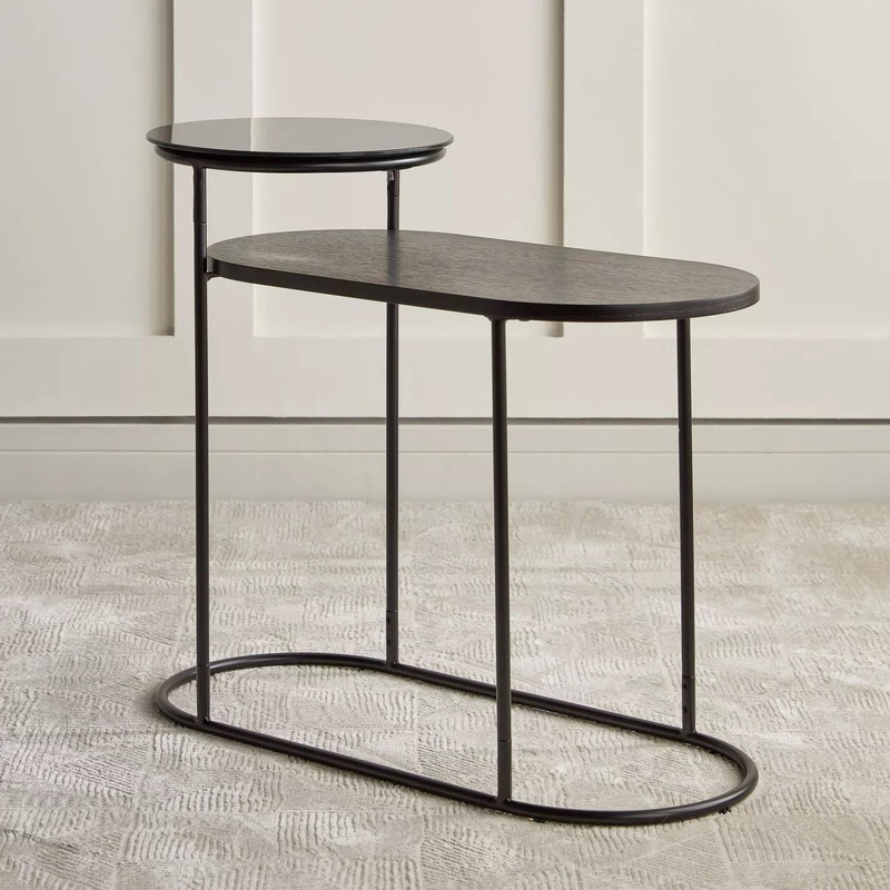 Hot Selling Modern Black Metal Frame Side Table with Luxury Black Marble Top 分享