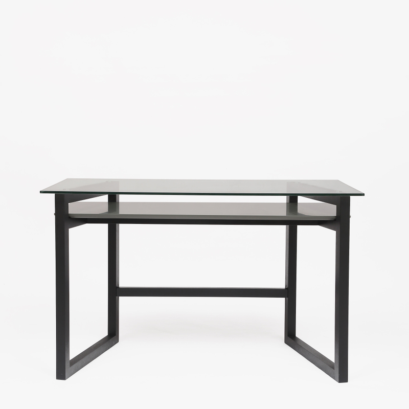 Modern Black Rectangular Desk Tempered Glass Metal Legs New Design Home Computer Table