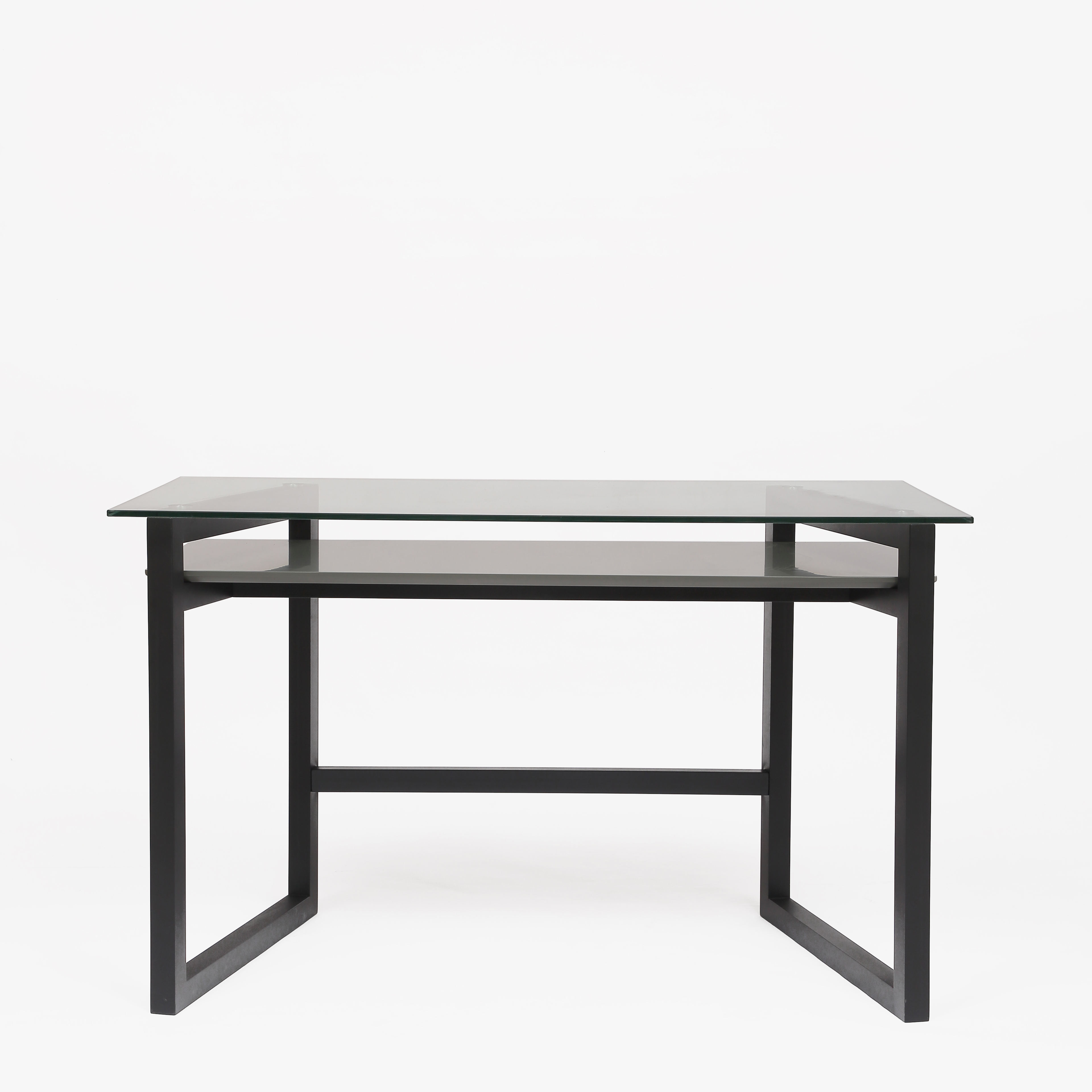 Modern Black Rectangular Desk Tempered Glass Metal Legs New Design Home Computer Table