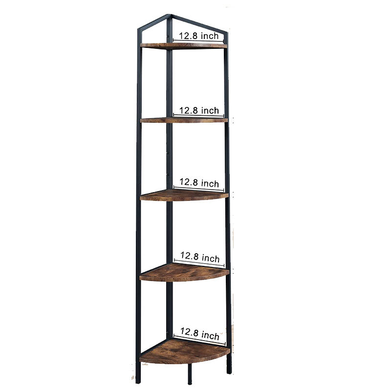 5-Tier Industrial Corner Bookshelf Ladder Shelf Rustic Plant Stand Bookcase