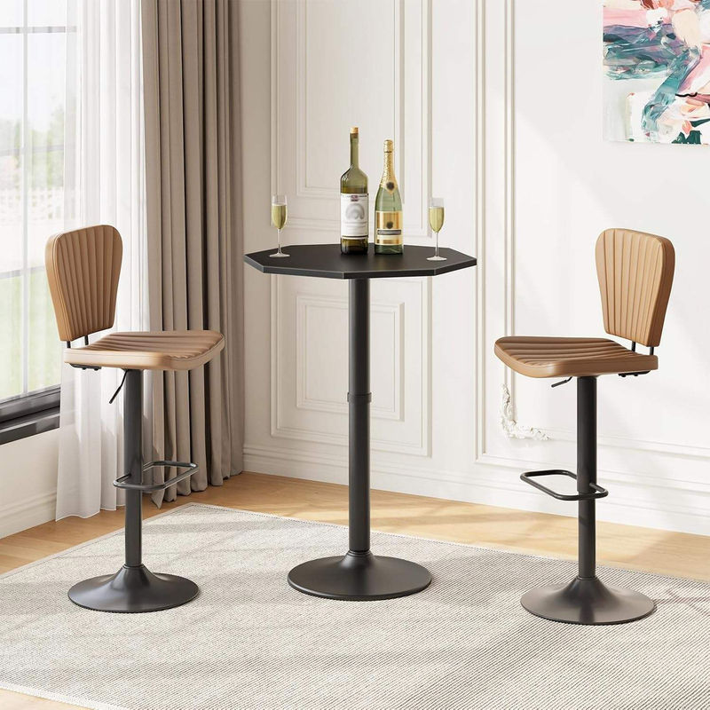 Black Modern Octagonal Bar Table Sturdy Metal Base Non-Foldable for Kitchen Living Room 分享