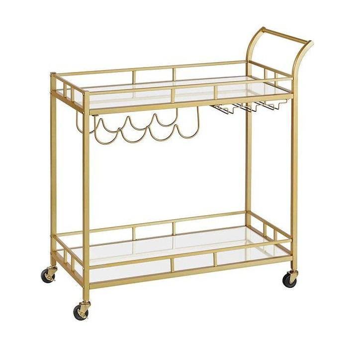 Factory Direct 2-Tier Luxury Mirror Coffee & Beverage Service Cart for Hotel Modern Removable