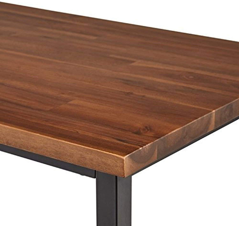 Bar Table Wooden Top Black Metal Legs Industrial Design for Kitchen