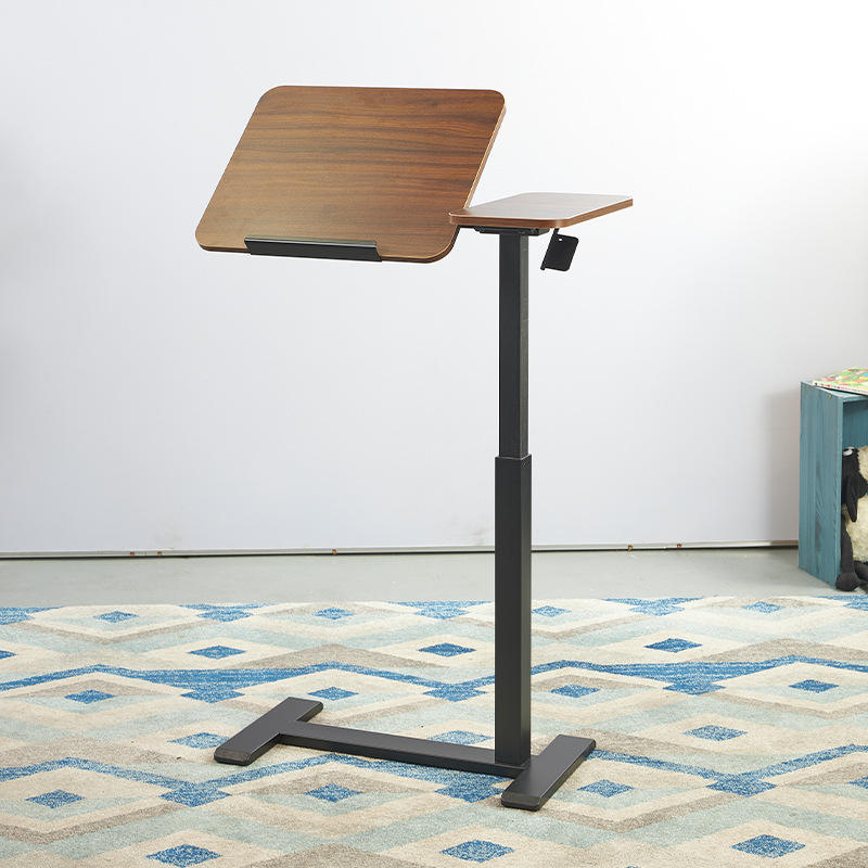 Height Adjustable Pneumatic Mobile Bedside Table with Wheels for Home Bedroom Laptop Desk