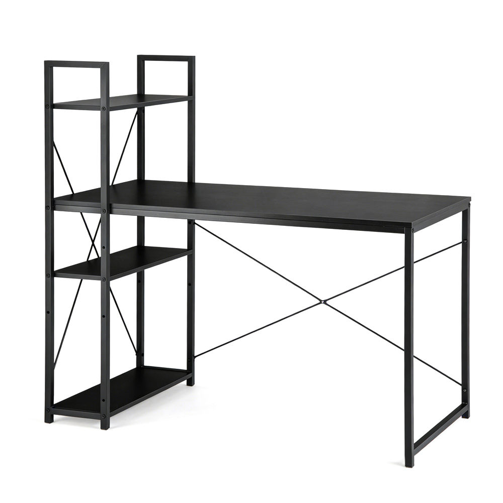 High Load-Bearing Metal Study Computer Desk with Storage Shelves for Home Office & Small Spaces