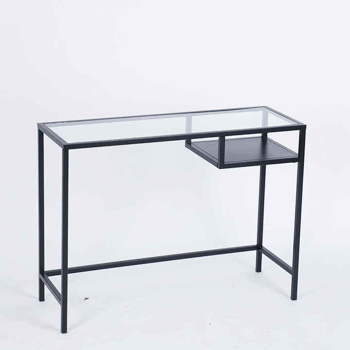 Metal & Glass Console Table for Living Room Hallway with Open Drawer