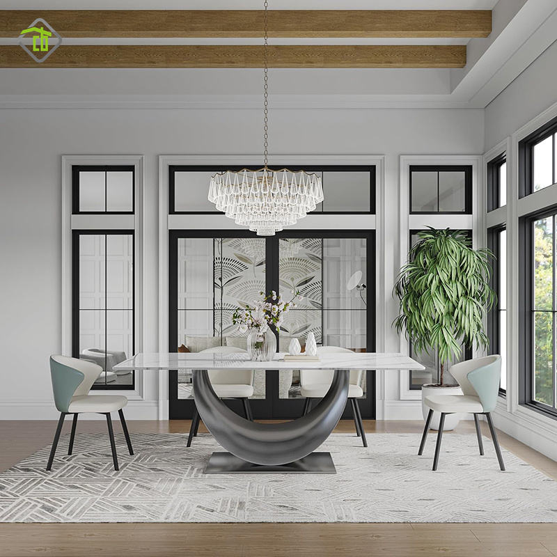 Nordic Moon Base Marble Top Dining Table Set For Home