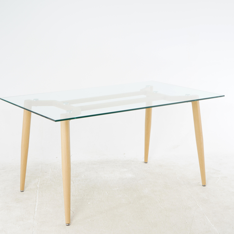 Nordic Modern Luxury 6-Seater Dining Set Transparent Glass Top Table