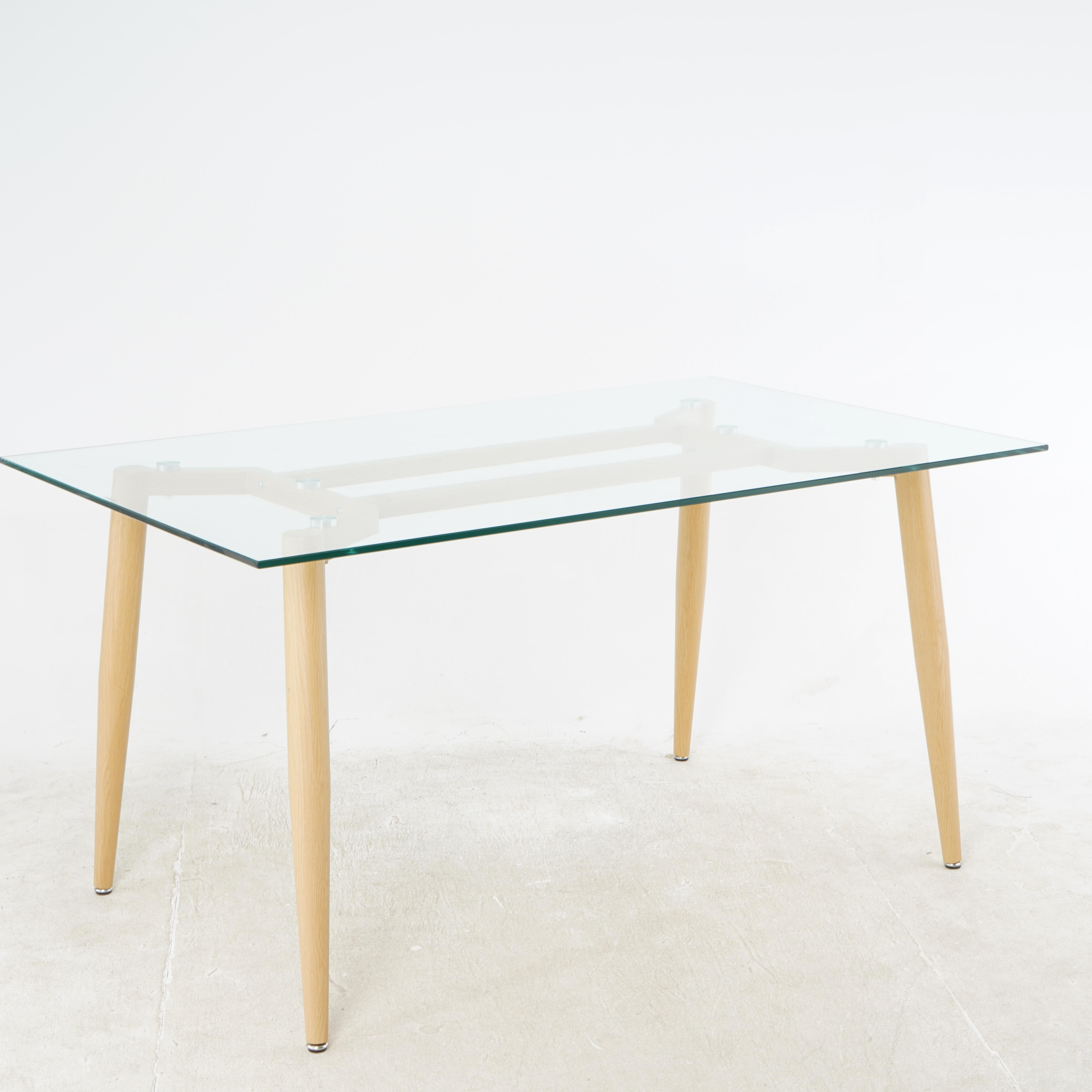 Nordic Modern Luxury 6-Seater Dining Set Transparent Glass Top Table