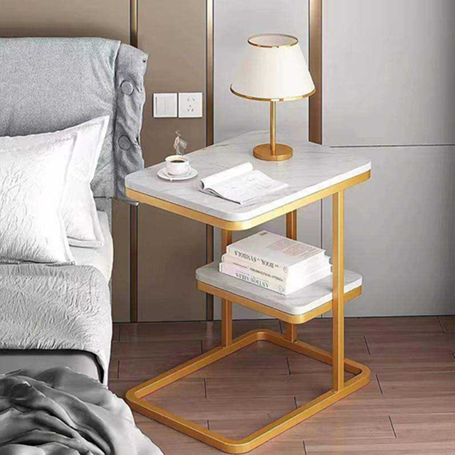 Modern Durable Metal Coffee Table with Glass Top for Living Room Furniture
