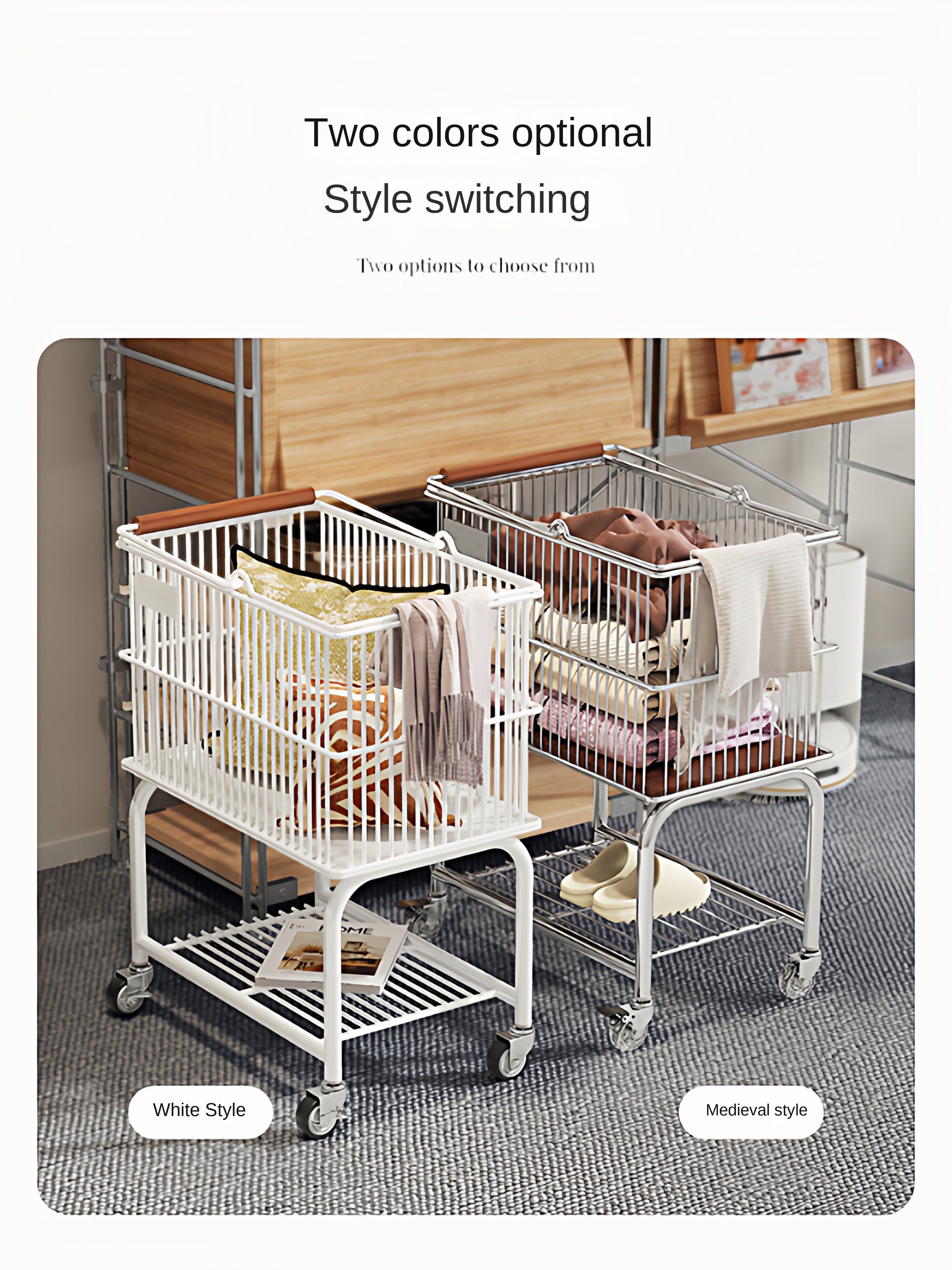 Multi-Functional Large Capacity Multi-Layer Laundry Storage Basket With Wheels For Home & Bathroom Use