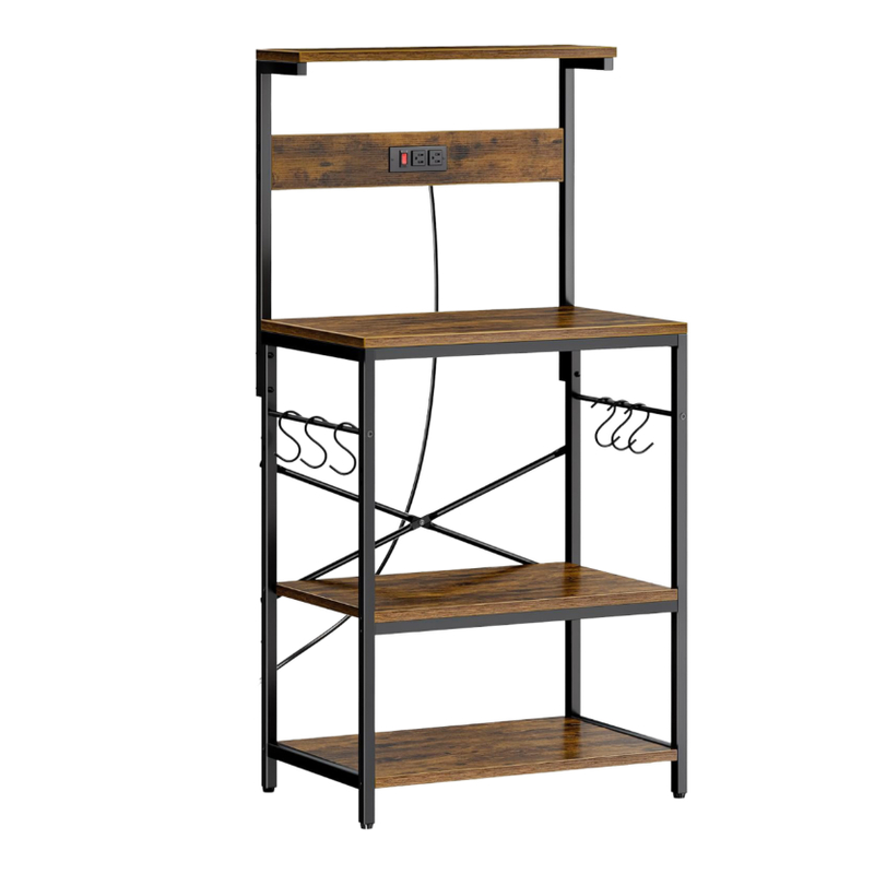 5-Tier Foldable Steel Storage Rack Black Wooden Frame Rolling Organizer for Home 分享