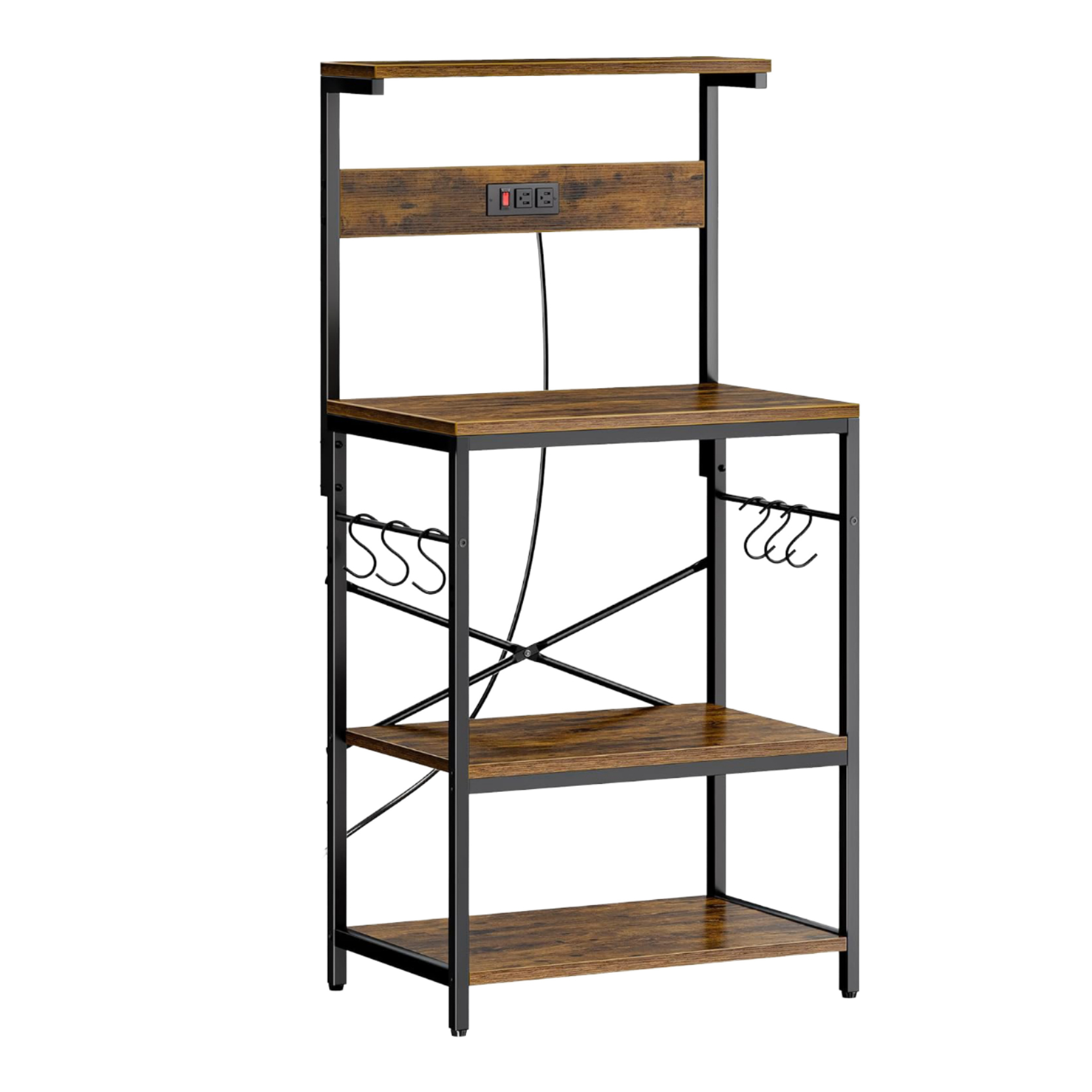 5-Tier Foldable Steel Storage Rack Black Wooden Frame Rolling Organizer for Home 分享