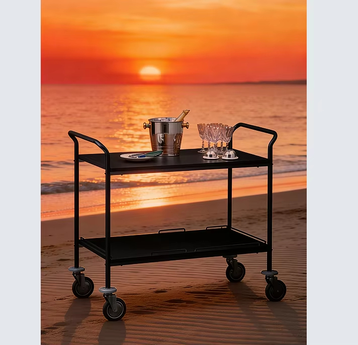 Luxury Metal Kitchen Tea Coffee Service Cart Metal & Wooden Top for Hotel Restaurant 分享