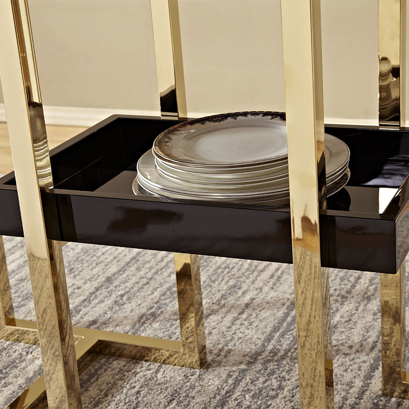 New Modern Top Stainless Steel Marble Dining Table Set Tempered Glass