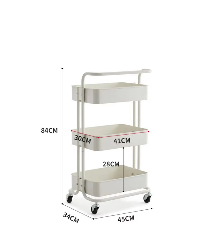 3&4-Tier Manicure Storage Cart Metal Rolling Trolley With Locking Wheels For Salon