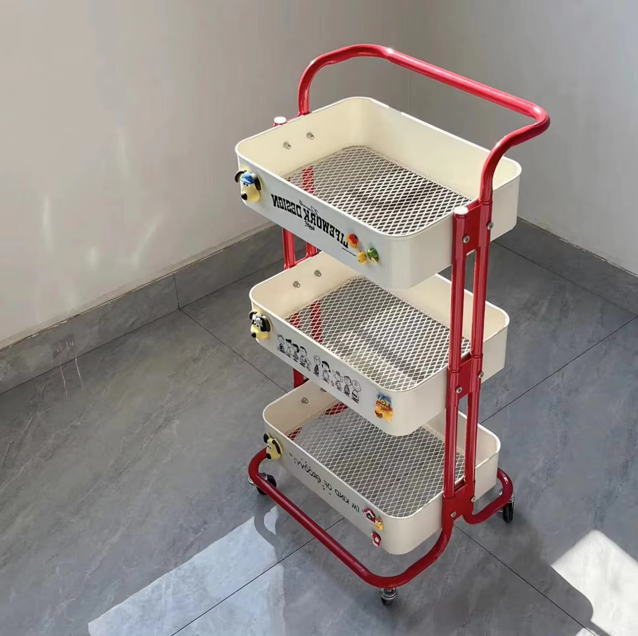 Removable Carbon Steel Multi-Layer Storage Rolling Cart For Bedroom Bathroom Kitchen Dorm Mobile Shelving