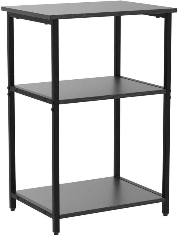 Factory Black 3-Tier Coffee Table Industrial Nightstand With Storage Customizable