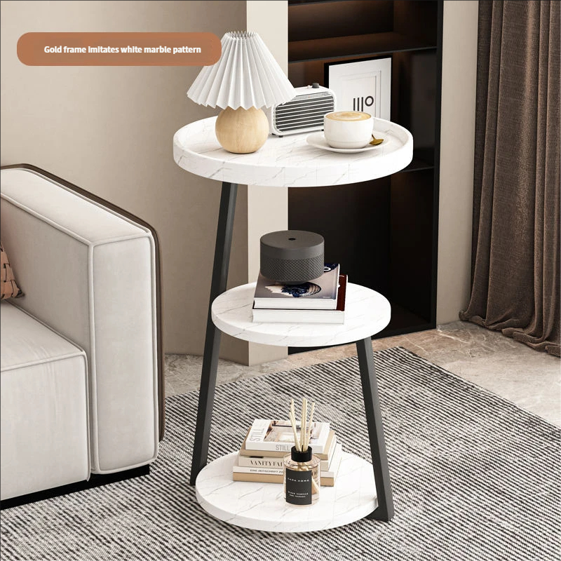 Cream Multi-Tier Luxury Side Table for Balcony Apartment Rental Bedroom Corner 分享