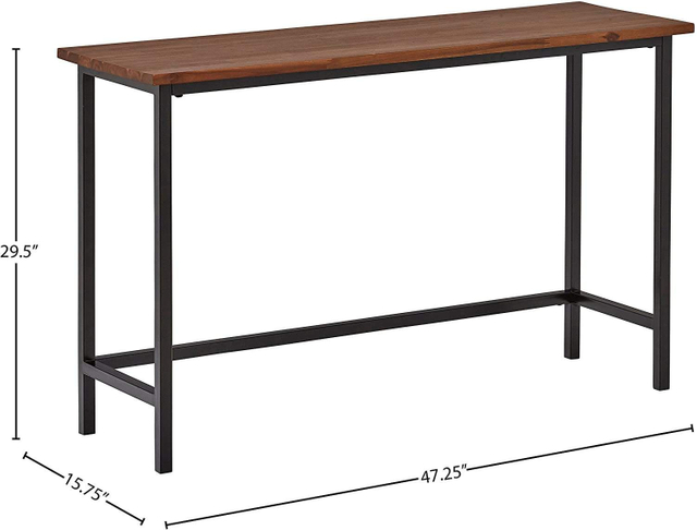 Bar Table Wooden Top Black Metal Legs Industrial Design for Kitchen