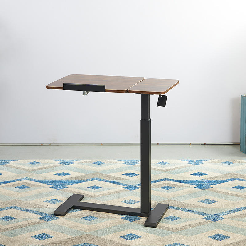 Height Adjustable Pneumatic Mobile Bedside Table with Wheels for Home Bedroom Laptop Desk