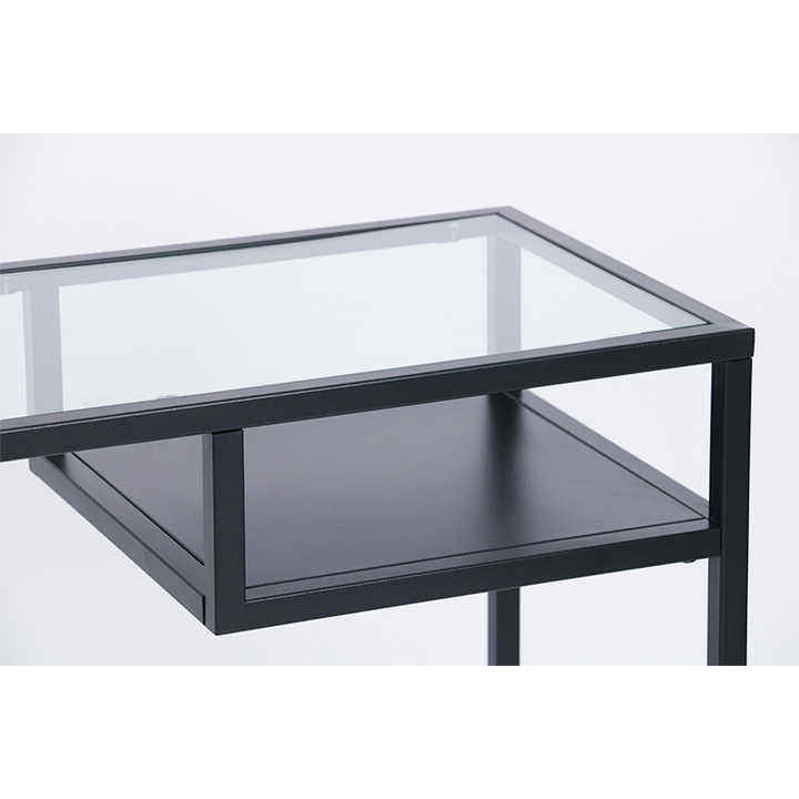 Metal & Glass Console Table for Living Room Hallway with Open Drawer