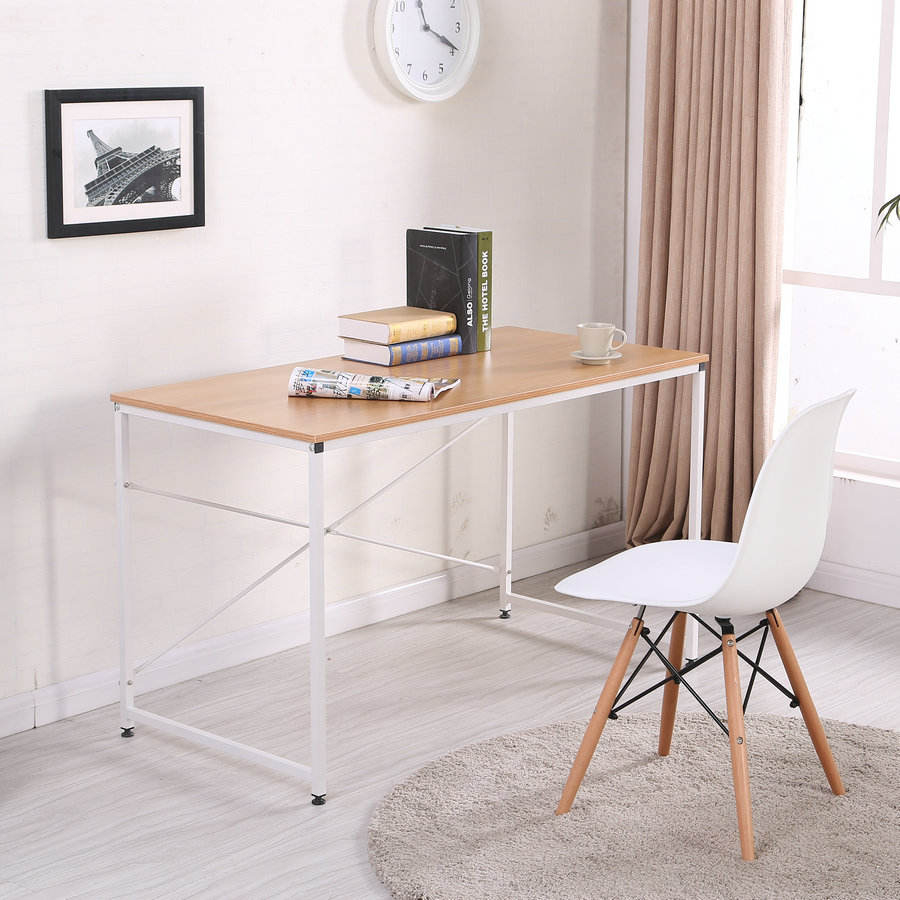 Metal & Wood Computer Desk for Home Office, Single Study Desk 分享
