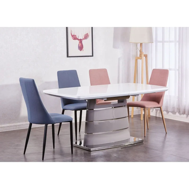 New Italian Rectangular Marble Dining Table Set with Metal Legs