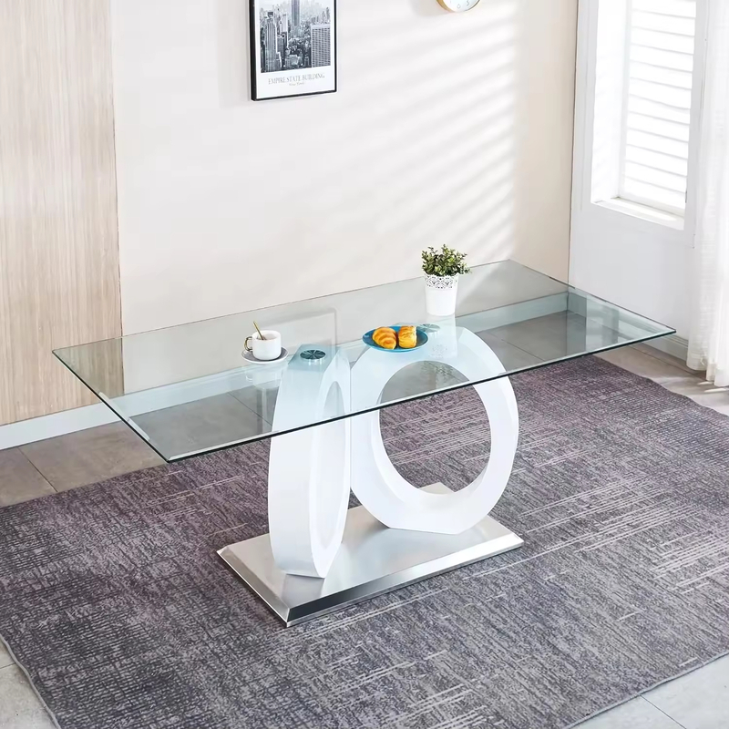 Modern Luxury Glass Dining Table Set 4 Chairs Kitchen Restaurant Furniture