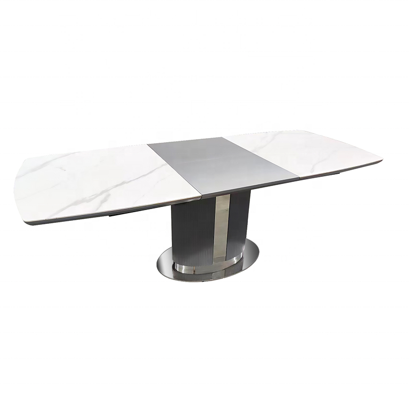 Modern Luxury Stainless Steel Leg Marble Top Dining Table Set For Restaurant