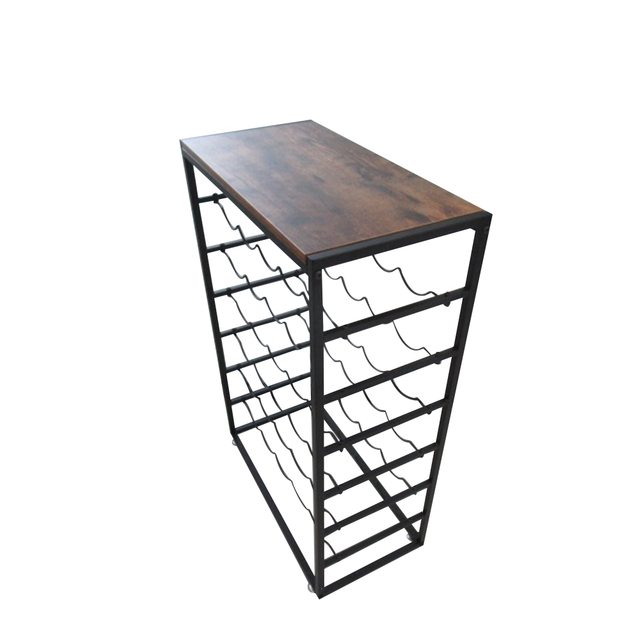 Wholesale Metal Wood Wine Rack Free Standing Floor Black For Home Kitchen Cellar