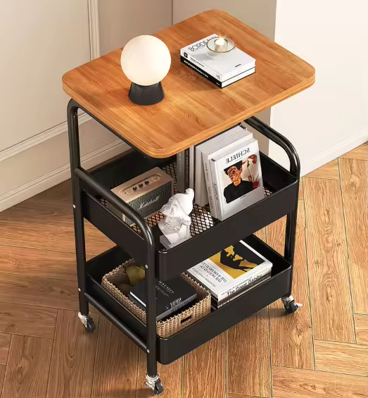 Manufacturer 3-Tier Metal Storage Cart Rolling Kitchen Organizer Trolley With Casters