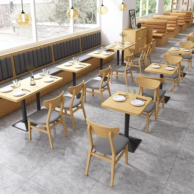 Modern Solid Wood Dining Table Chair Bench Set For Cafe Villa School 分享