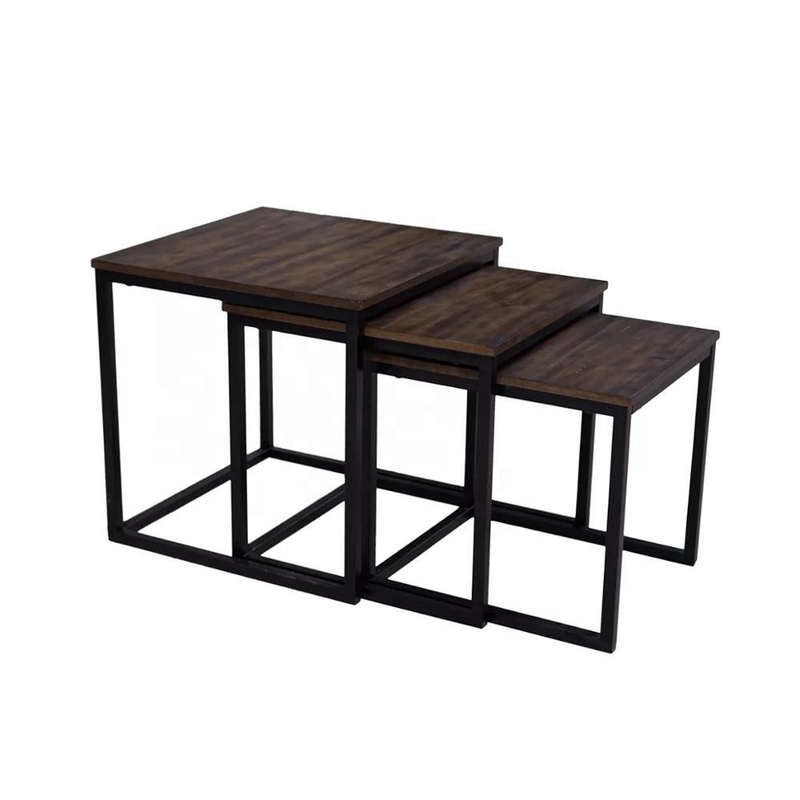 Accent Wooden Square Nesting Coffee Table MDF Vintage Coffee Table Set