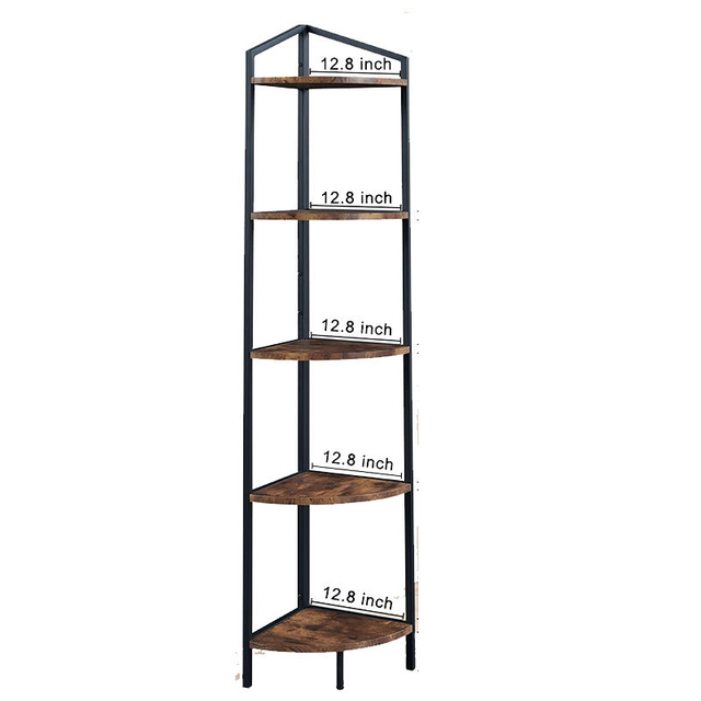 5-Tier Industrial Corner Bookshelf Ladder Shelf Rustic Plant Stand Bookcase
