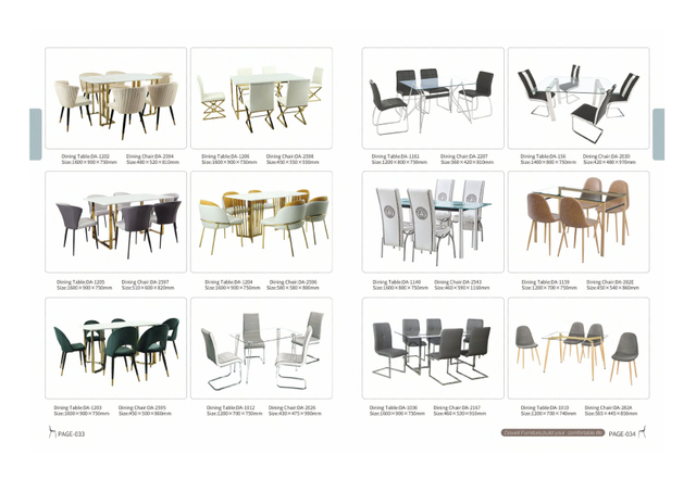 Dining table and chairs