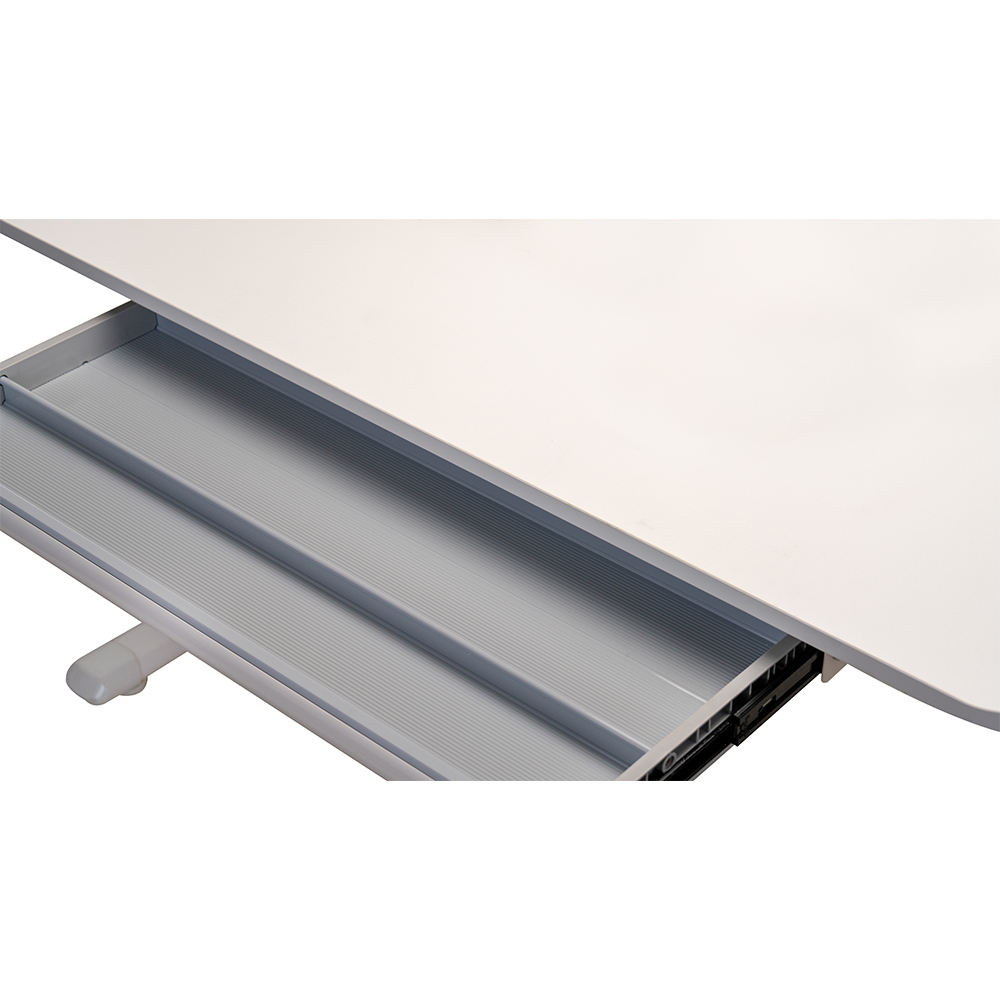 Popular White Minimalist Height Adjustable Electric Computer Desk with Drawer Iron Home School Study