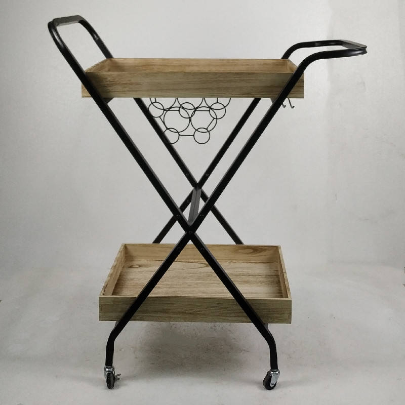 High Quality Industrial Modern 2-Tier Wooden Service Utility Rolling Cart 分享